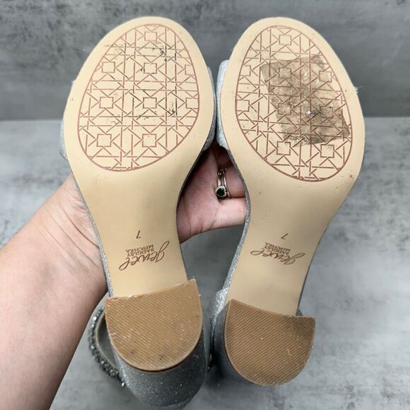 Badgley Mischka Jewel Sandals Womens Size‎ 7 Silver Ankle Strap Embellished - Picture 12 of 12